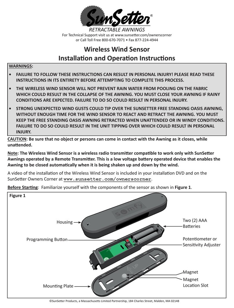 SunSetter Wireless Wind Sensor User manual