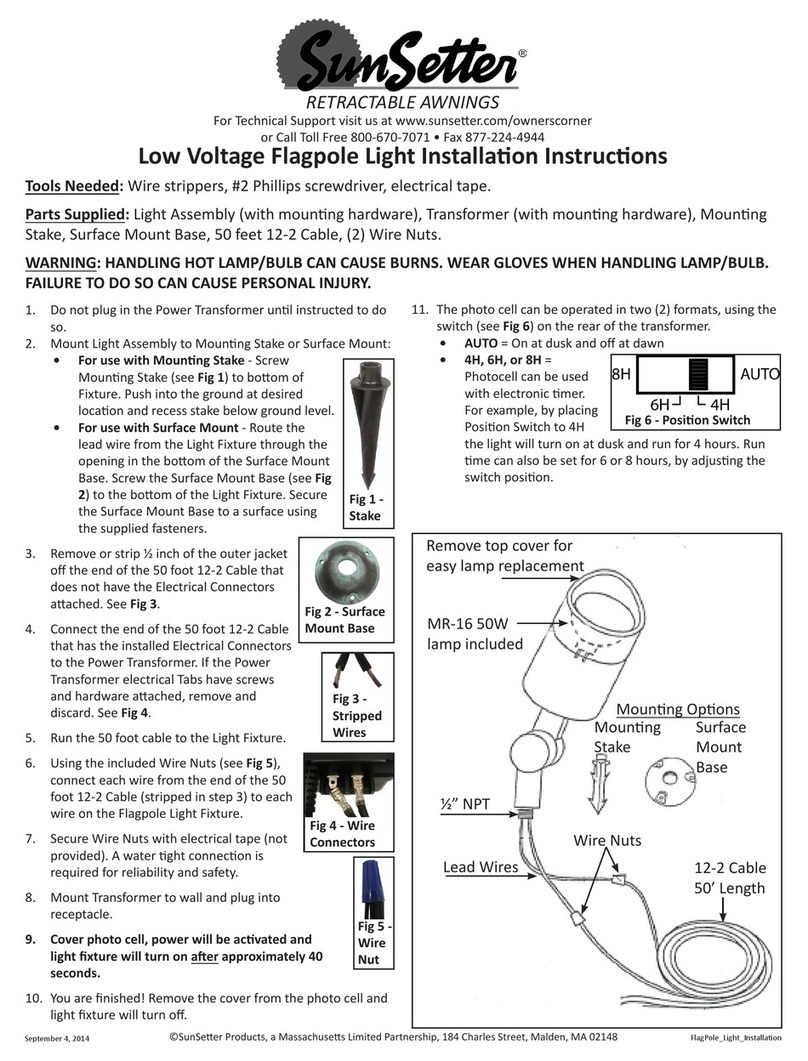 SunSetter Low Voltage Flagpole Light installation instructions SunSetter Low Voltage Flagpole Light installation instructions