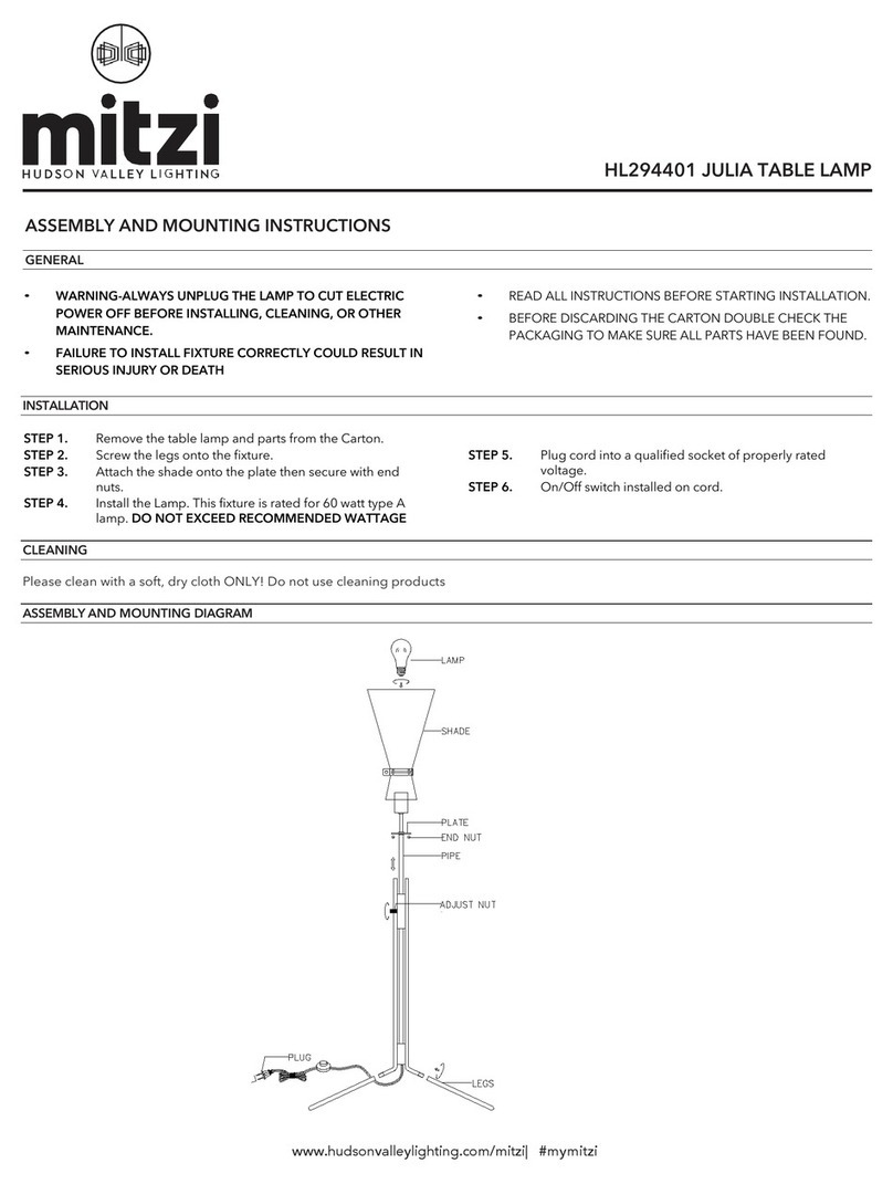 hudson valley mitzi JULIA HL294401 Quick start guide hudson valley mitzi JULIA HL294401 Quick start guide