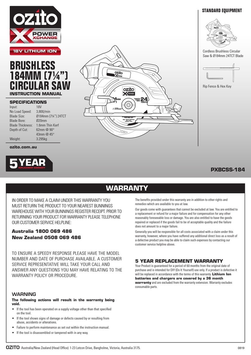 Ozito Power X Change PXBCSS-184 instruction manual
