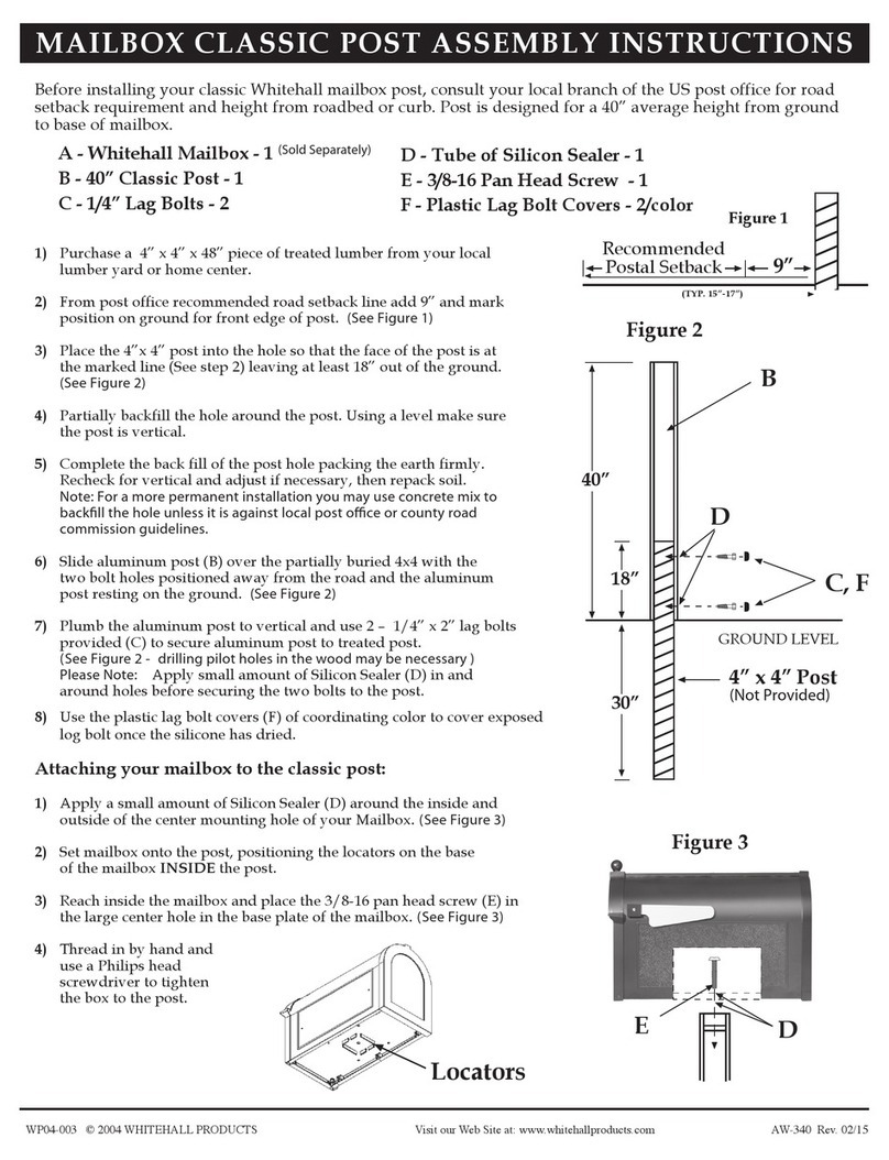 Whitehall MAILBOX CLASSIC POST Assembly instructions
