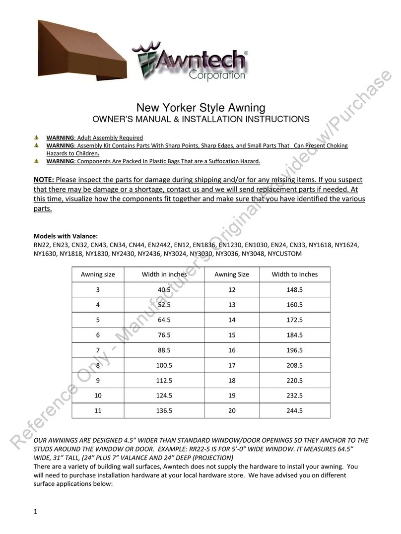 Awntech RN22 Owner's Manual & Installation Instructions