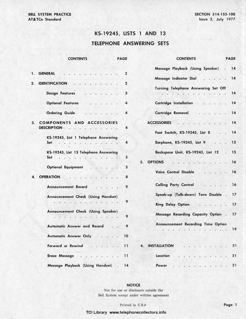 Bell KS-19245 List 1 manual