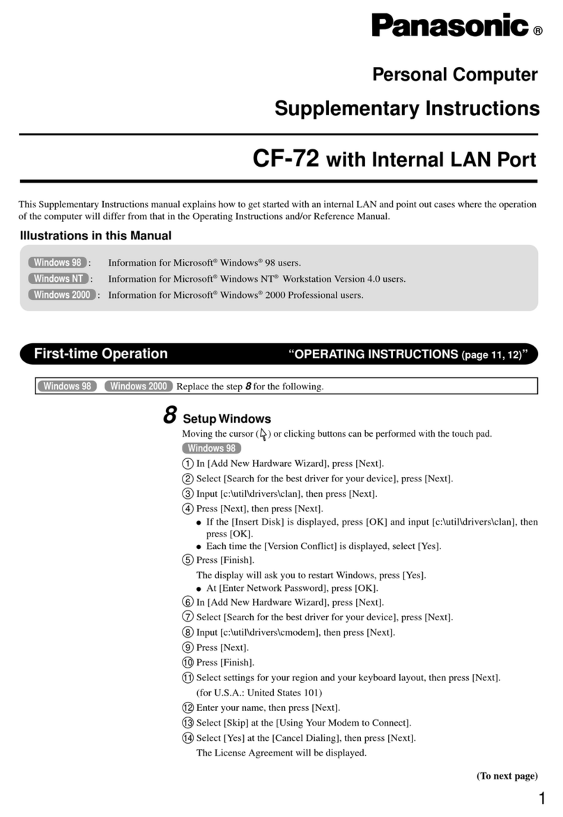 Panasonic ToughBook CF-72 Series Supplementary instructions Panasonic ToughBook CF-72 Series Supplementary instructions