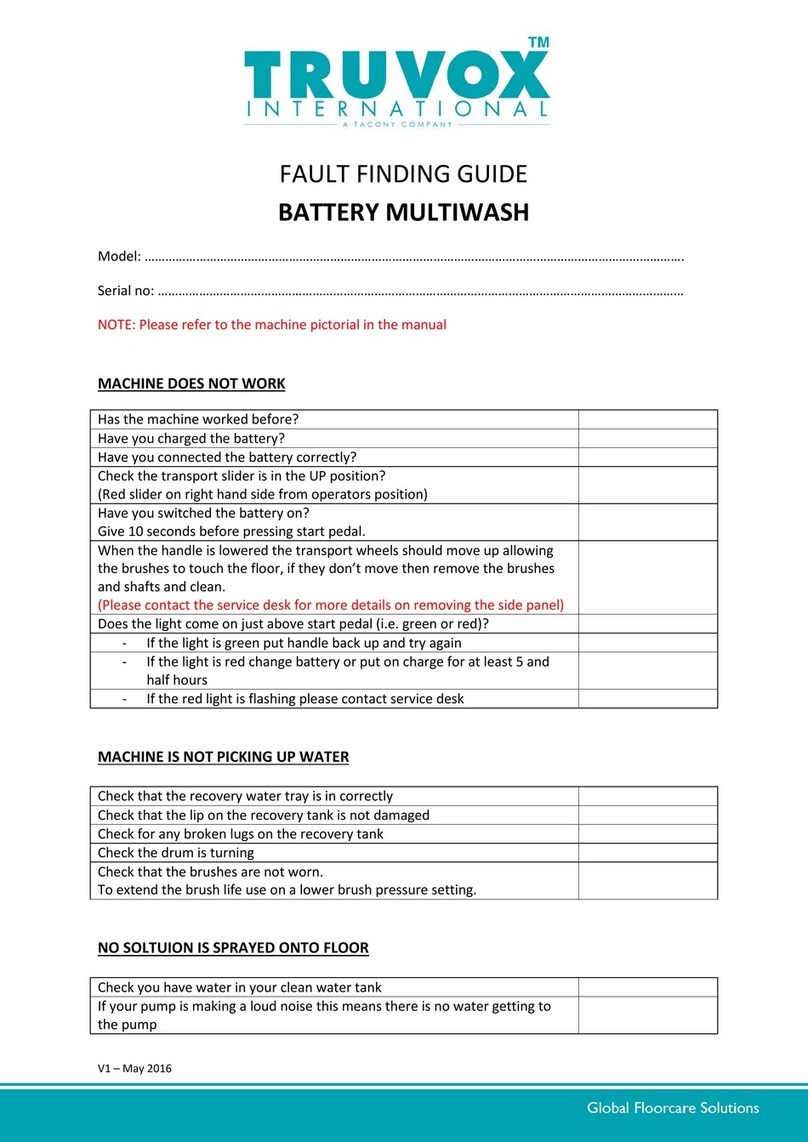 Tacony Truvox Multiwash Fault Finding Guide