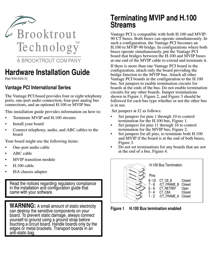 Brooktrout Technology Vantage PCI International Series Hardware installation guide