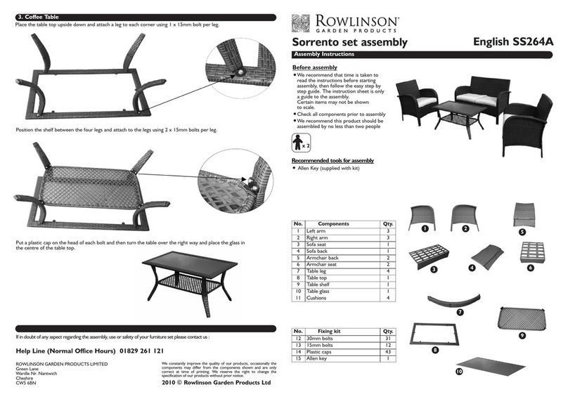 Rowlinson Sorrento set Assembly instructions