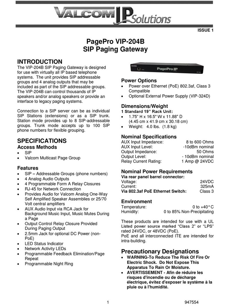 Valcom PagePro VIP-204B User manual