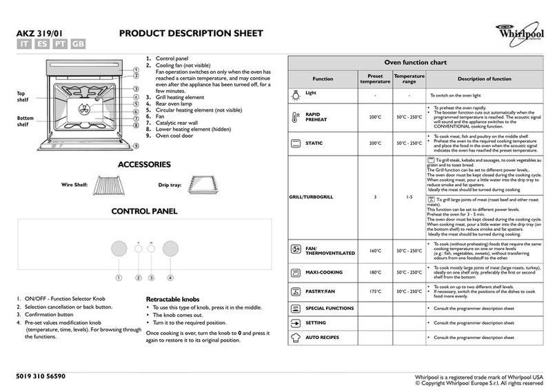 Whirlpool AKZ 319/01 Product description sheet