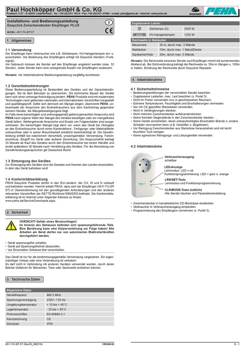 PEHA enocean 4511 FU-EP ST Installation and operating instructions