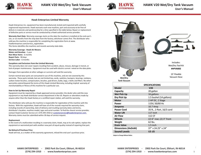HAWK ENTERPRISES V20 user manual