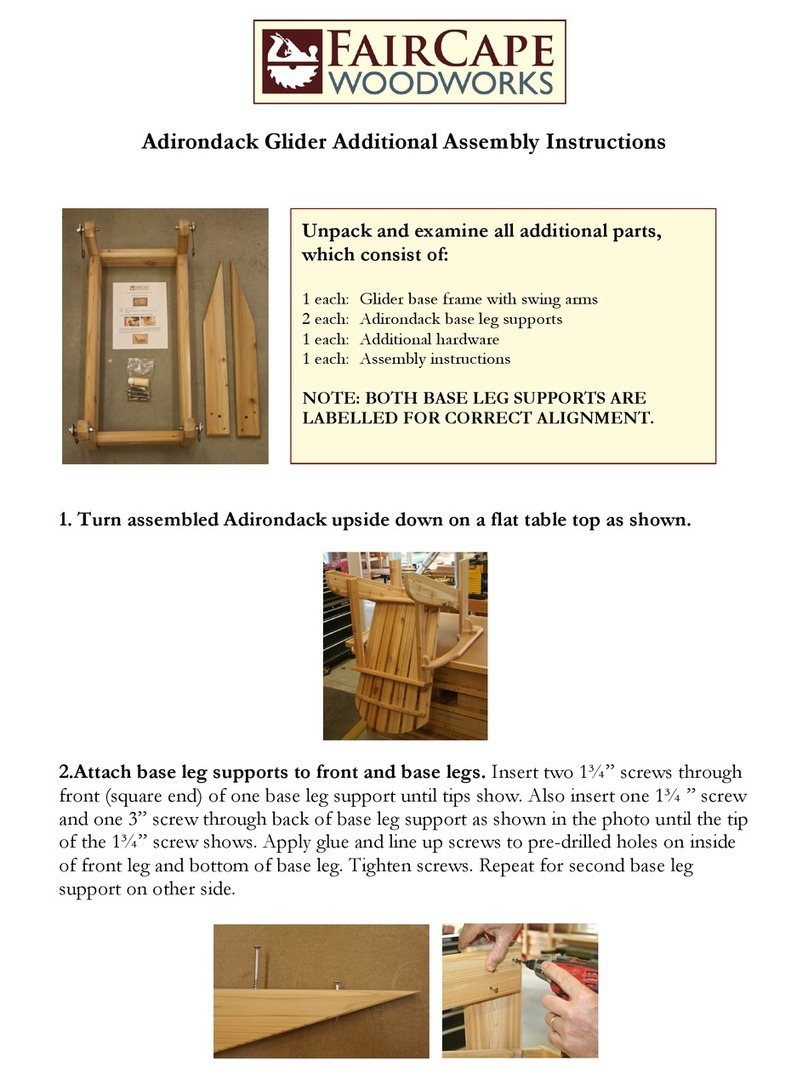 FairCape Woodworks Adirondack Glider Assembly instructions