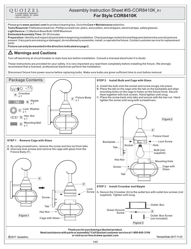 Quoizel COR8410K Mounting instructions Quoizel COR8410K Mounting instructions