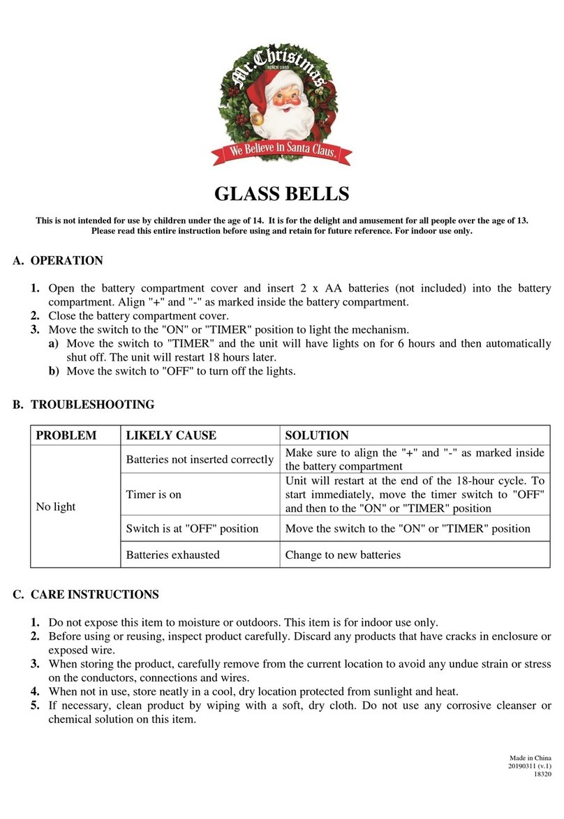 Mr. Christmas GLASS BELLS quick start guide