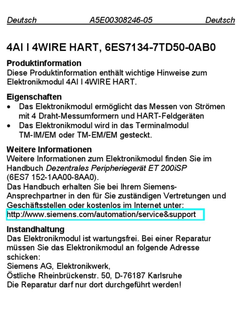 Siemens 4AI I 4WIRE HART Manual
