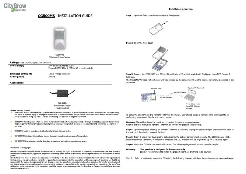 CityGrow Systems CG500MS installation guide