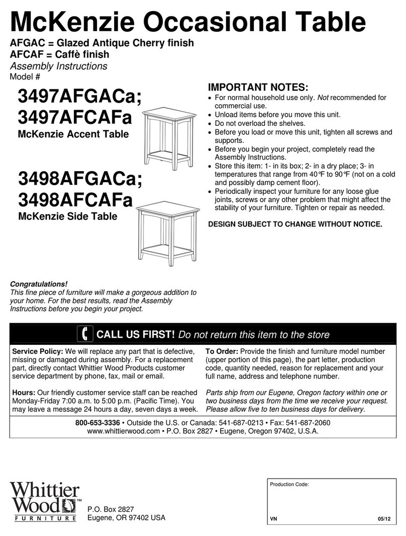 Whittier Wood McKenzie 3497AFGACa Assembly instructions