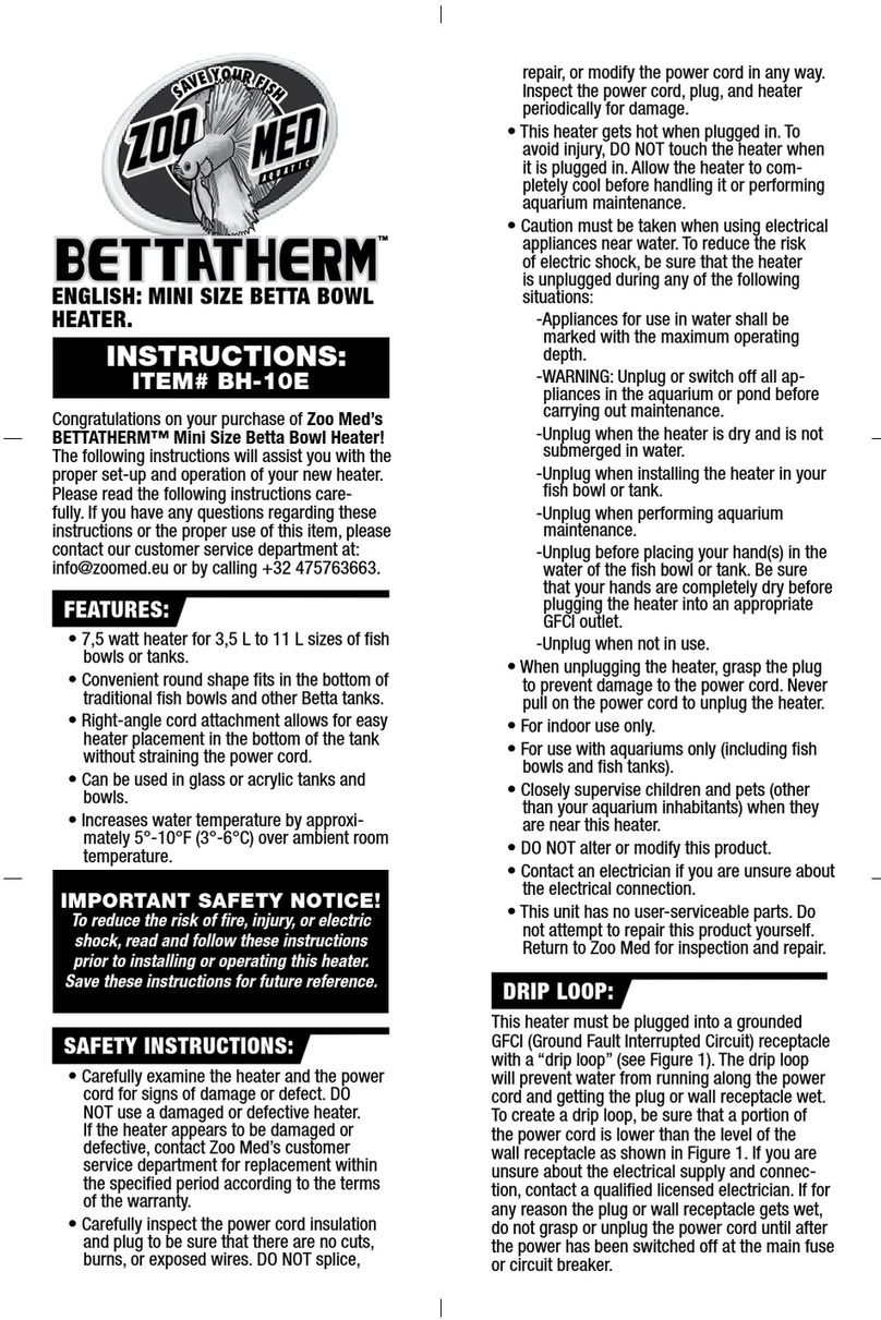 Zoo Med BETTATHERM MINI SIZE BETTA BOWL HEATER instructions