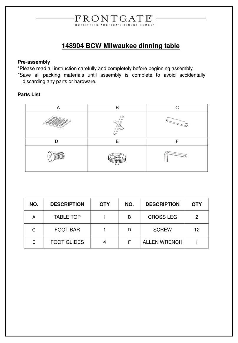 Frontgate BCW Milwaukee dinning table 148904 User manual Frontgate BCW Milwaukee dinning table 148904 User manual