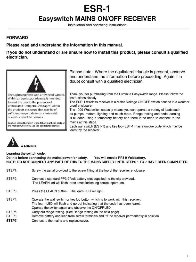 Luminite Easyswitch ESR-1 Installation and operating instructions Luminite Easyswitch ESR-1 Installation and operating instructions