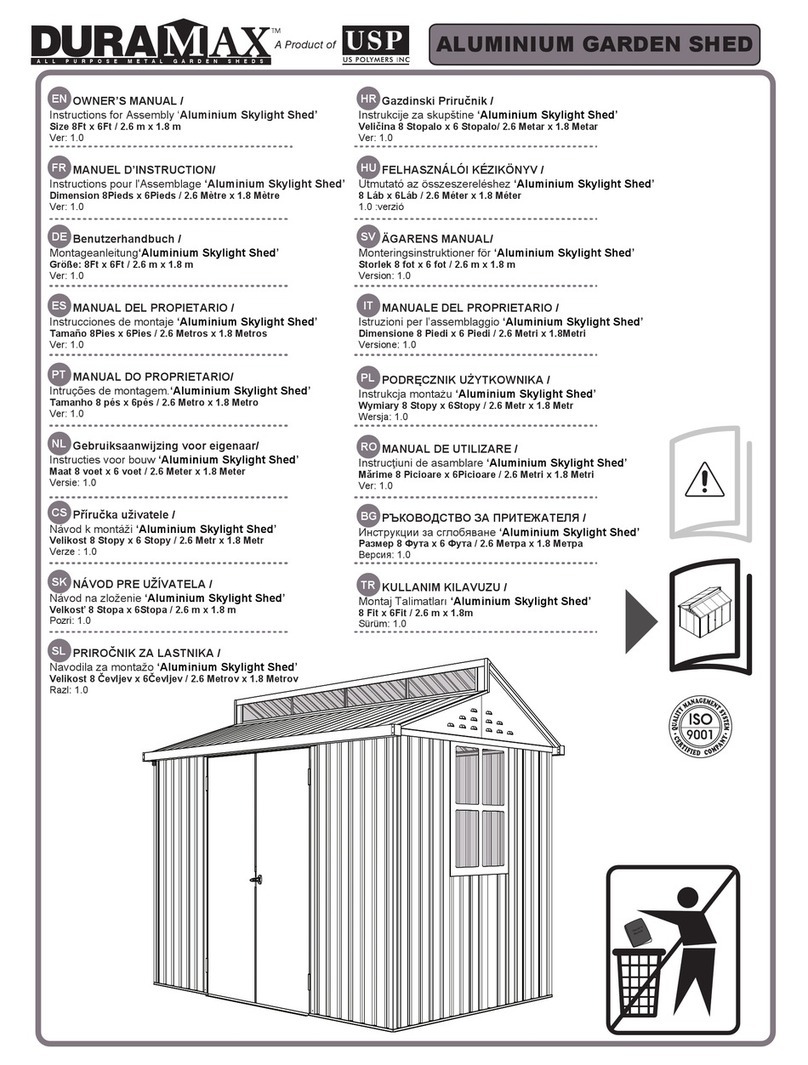 USP DURAMAX Aluminium Skylight Shed owner's manual