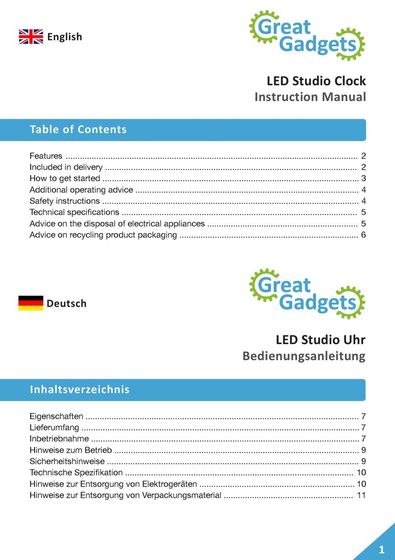 GreatGadgets LED Studio Clock instruction manual
