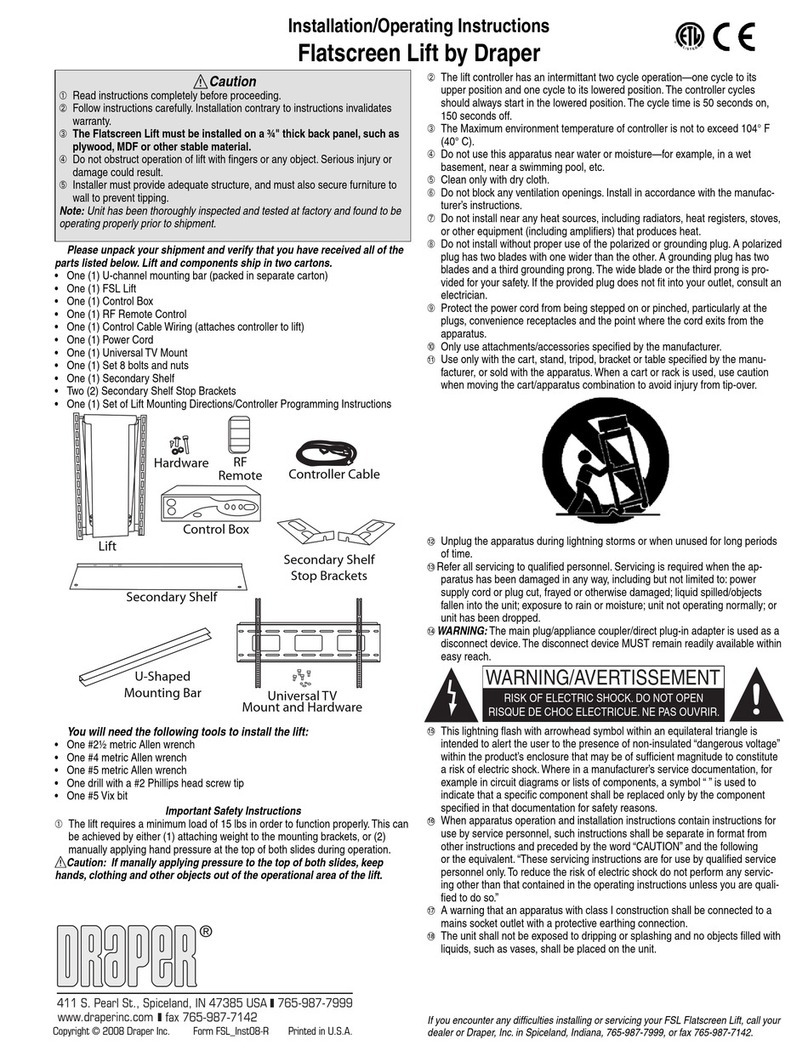 Draper Flatscreen Lift FSL-F-42 Manual