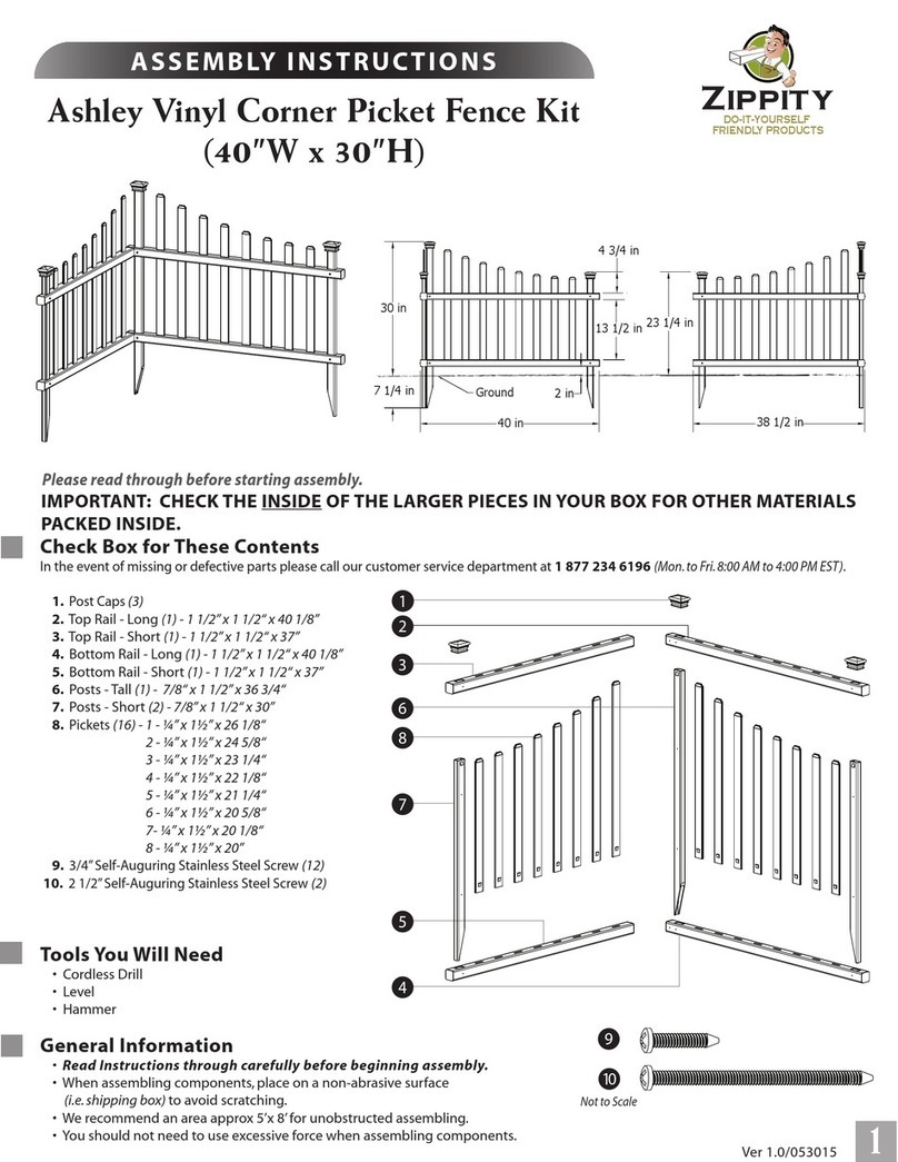 Zippity Ashley Vinyl Corner Picket Fence Kit Assembly instructions