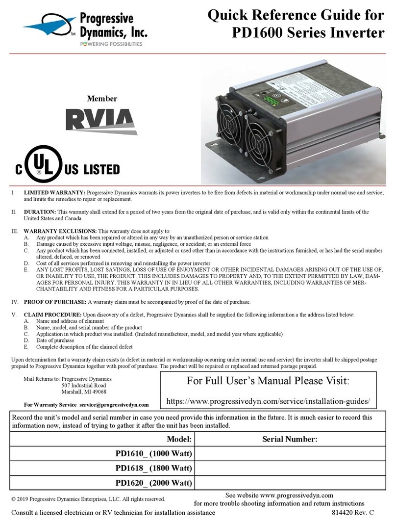 Progressive Dynamics PD1600 Series Quick reference guide