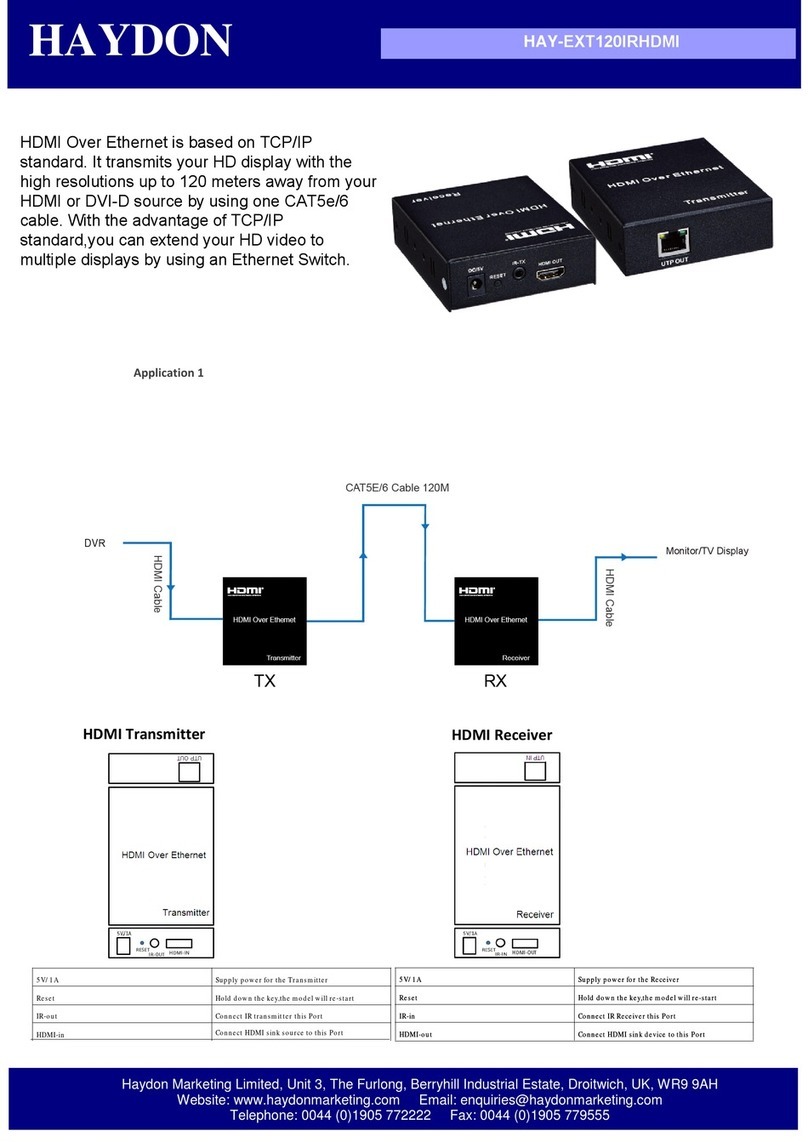 Haydon HAY-EXT120IRHDMI quick start guide
