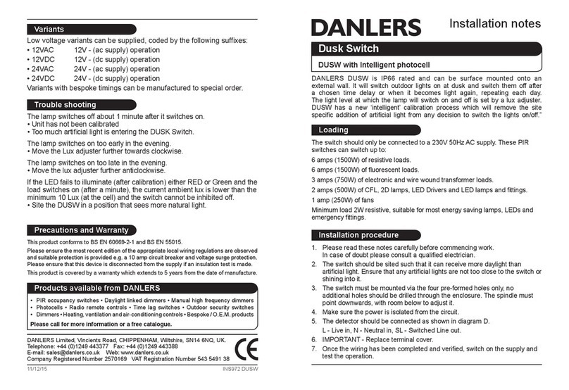 DANLERS Dusk Switch Installation notes