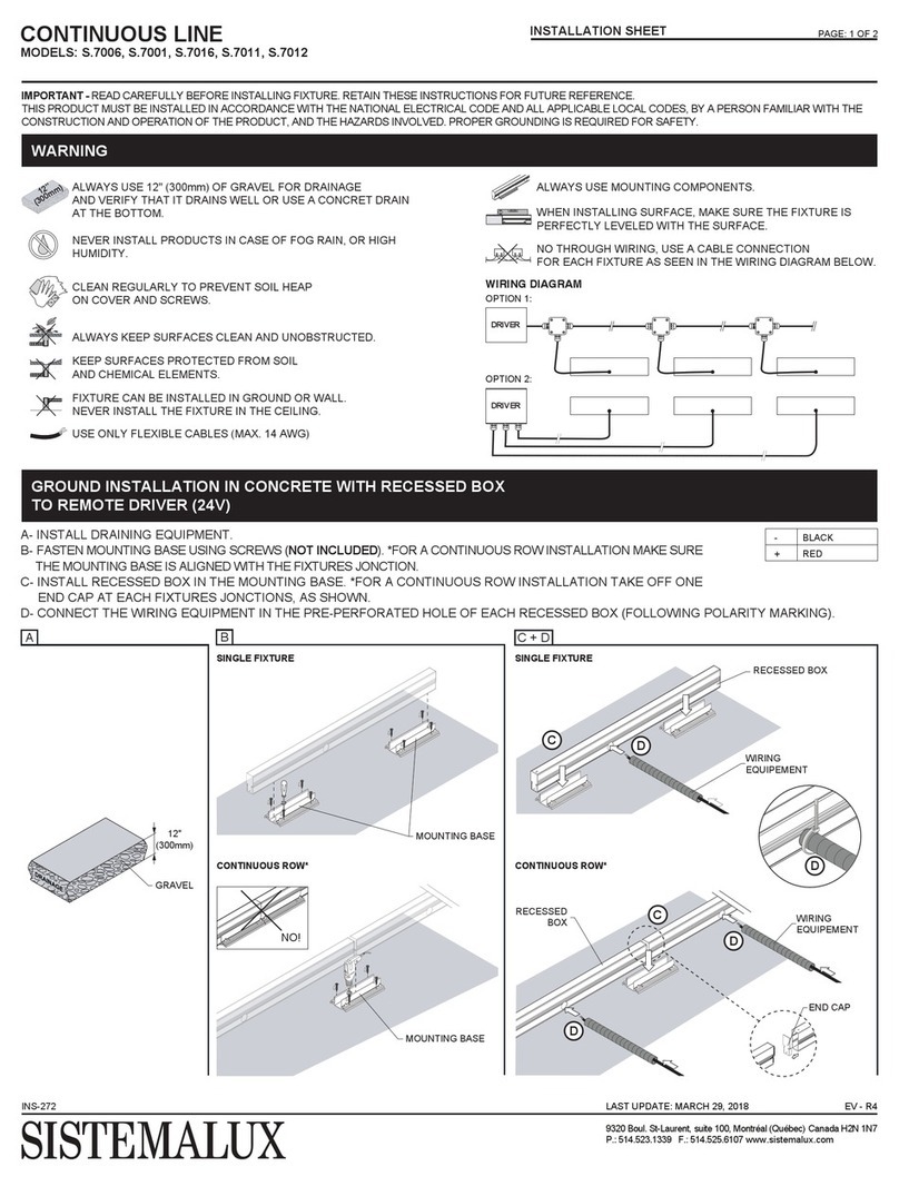 Sistemalux Continuous Line S.7006 Installation sheet Sistemalux Continuous Line S.7006 Installation sheet