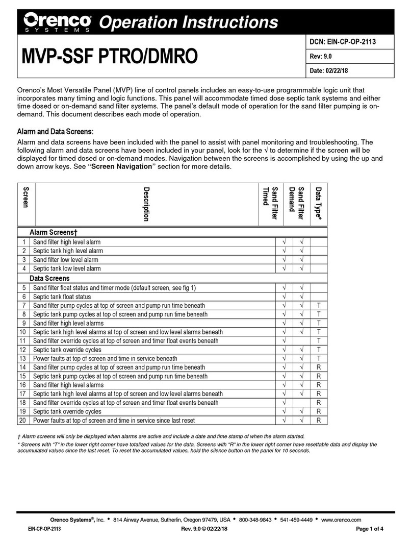 Orenco MVP-SSF PTRO User manual