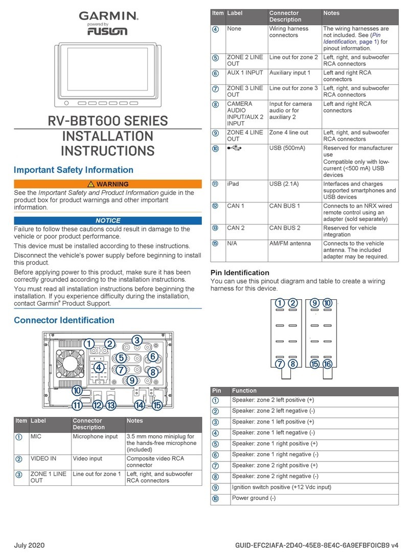 Garmin RV-BBT600 Series installation instructions