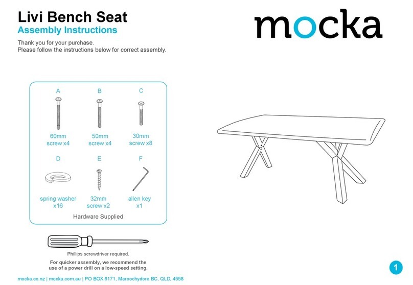 Mocka Livi Bench Seat User manual Mocka Livi Bench Seat User manual