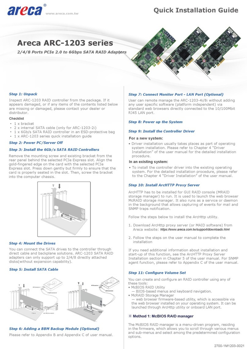 Areca ARC-1203-2i Quick installation guide