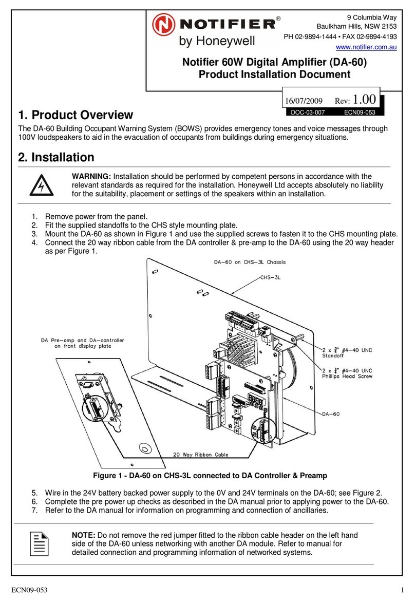Honeywell Notifier DA-60 Technical manual Honeywell Notifier DA-60 Technical manual