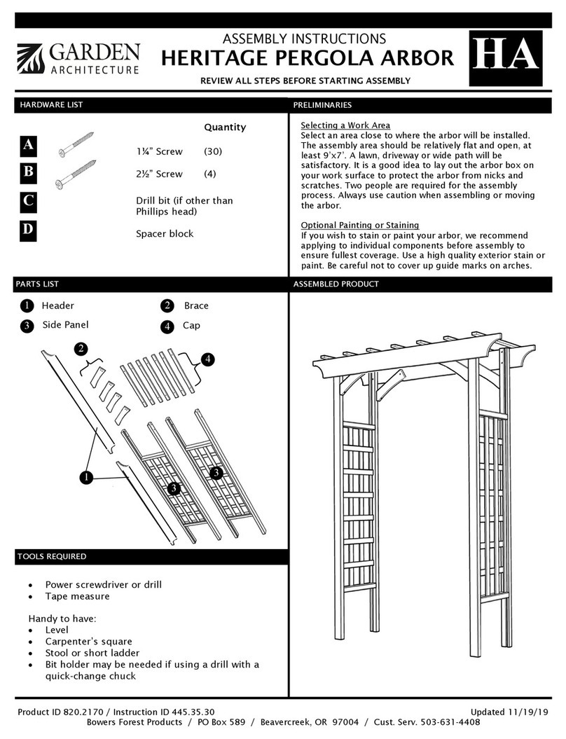 Garden Architecture HERITAGE PERGOLA ARBOR User manual