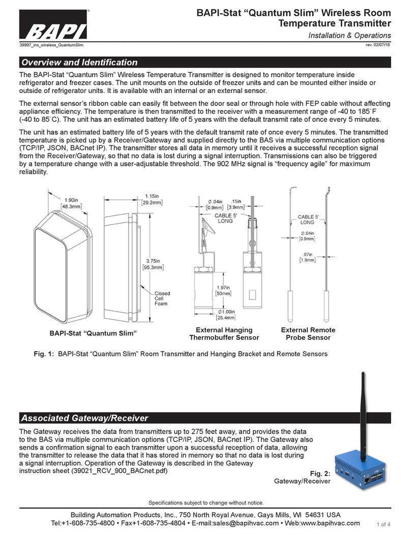 BAPI BAPI-Stat Quantum Slim installation & operations