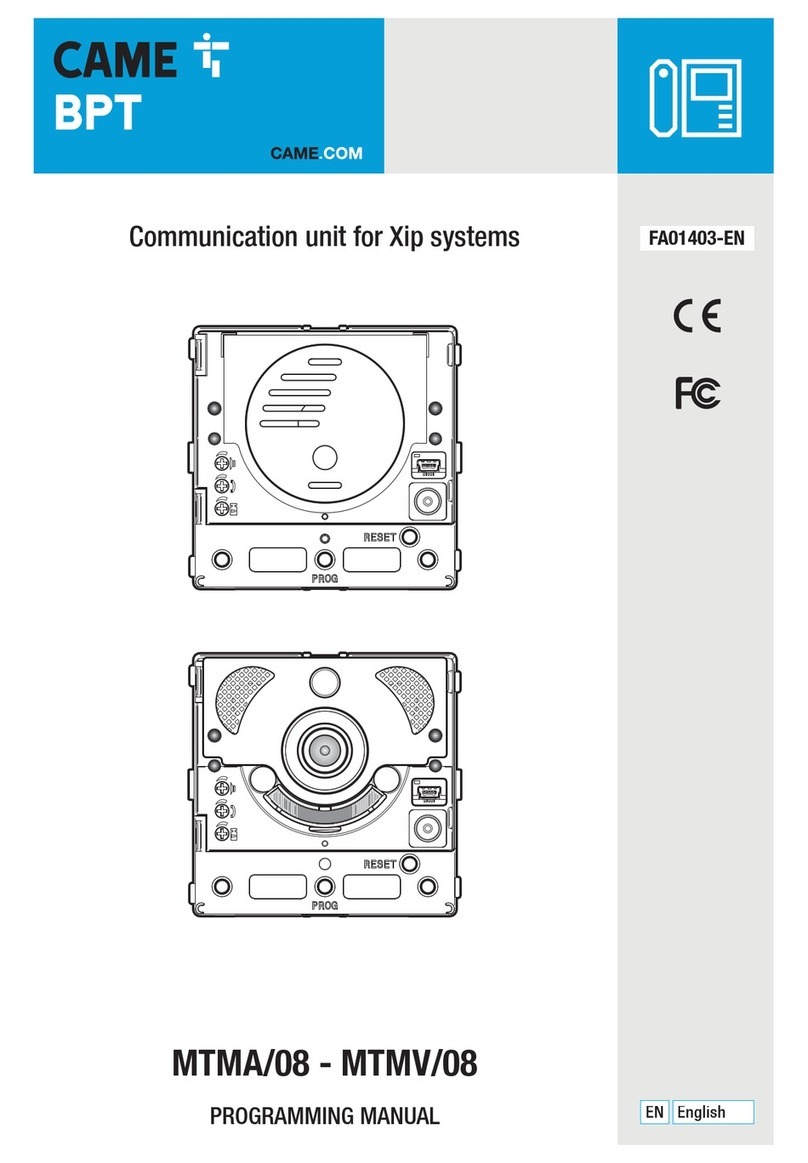 CAME BPT MTMA/08 Programming manual