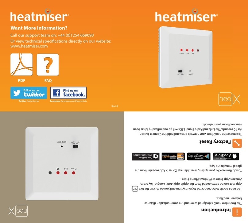 Heatmiser neoX quick start guide Heatmiser neoX quick start guide