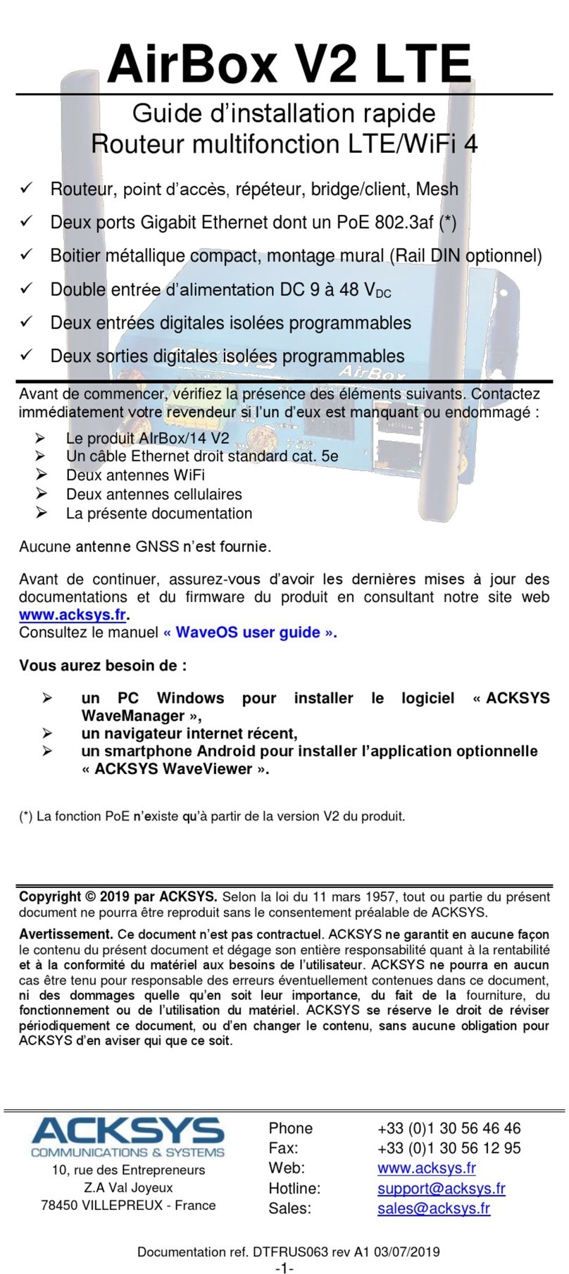 Acksys AirBox V2 LTE Quick installation guide Acksys AirBox V2 LTE Quick installation guide