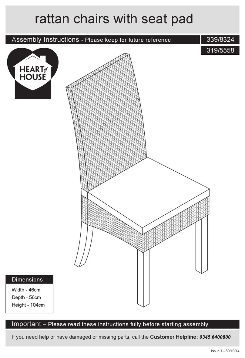 Heart of House Rattan chair with seat pad 339/8324 Assembly instructions