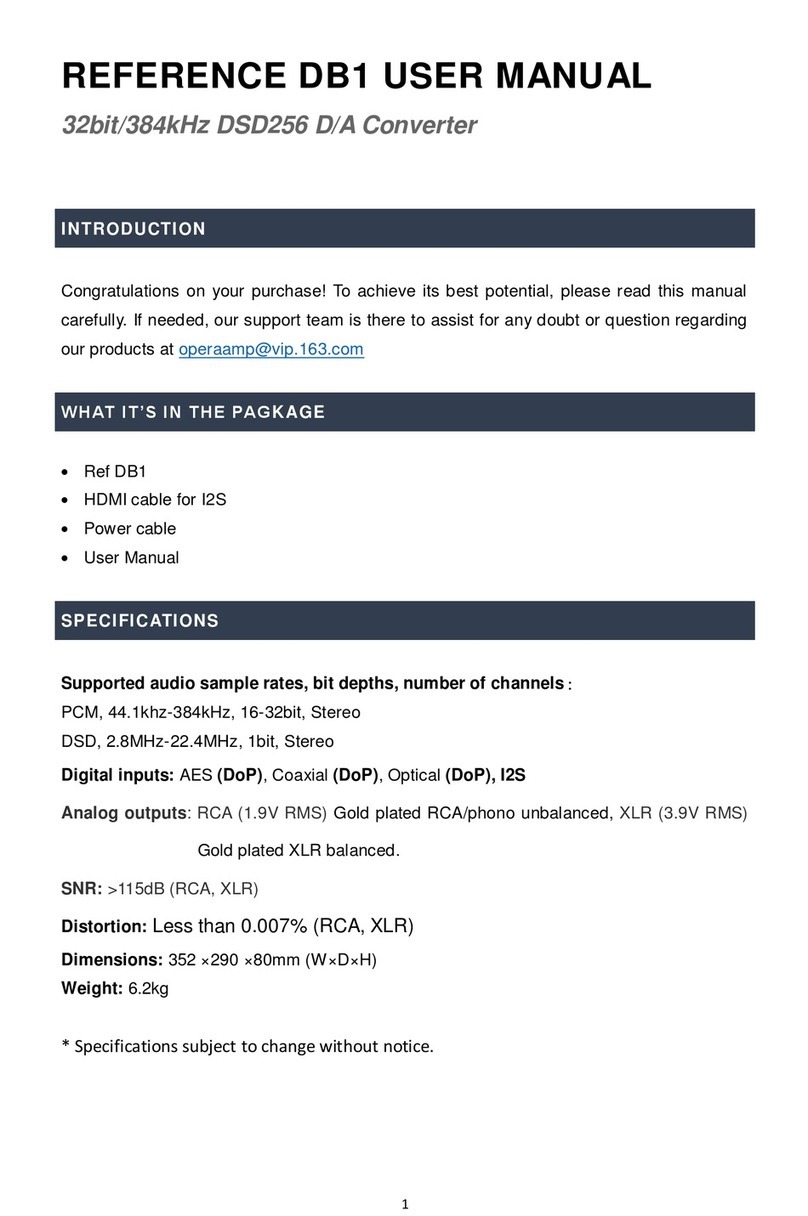 Opera CONSONANCE REFERENCE DB1 user manual