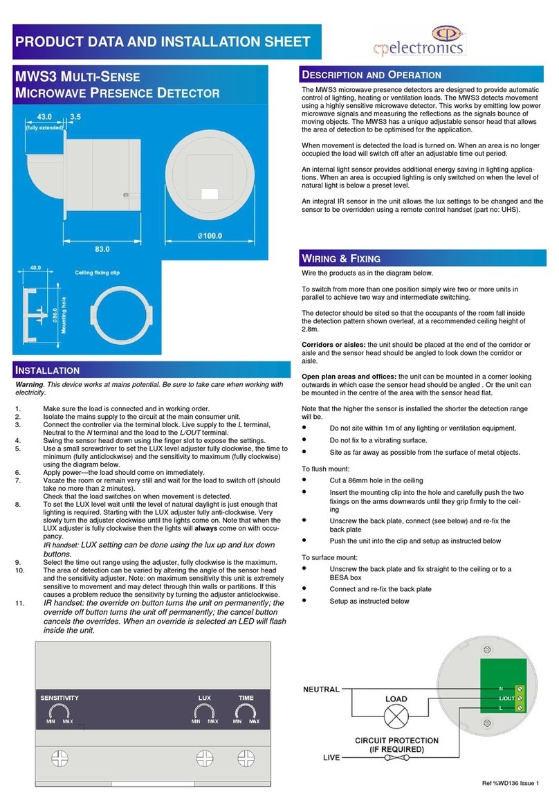 C.P. Electronics MWS3 Product Data and Installation Sheet