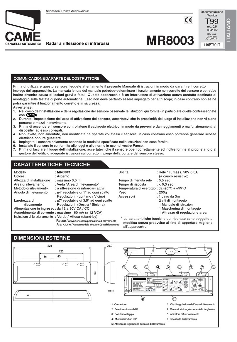 CAME MR8003 quick guide