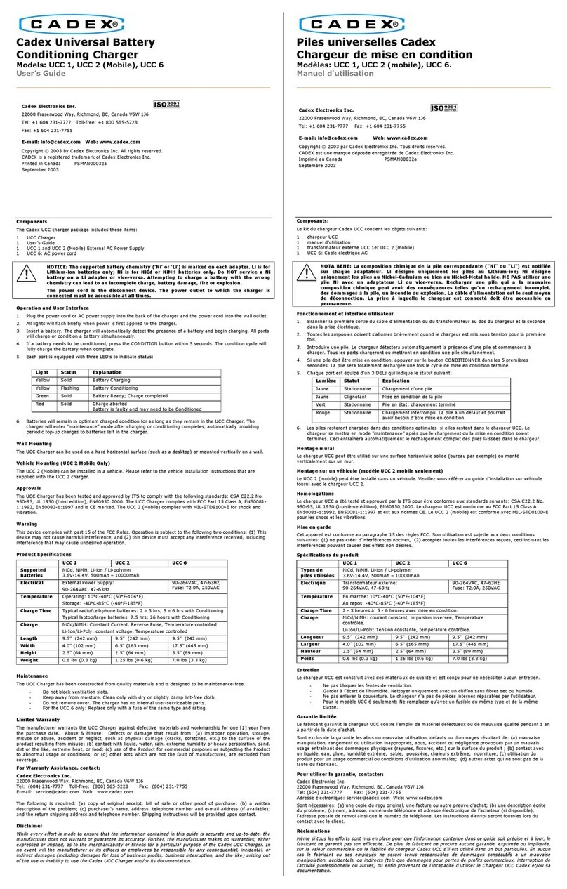 Cadex UCC 1 User manual
