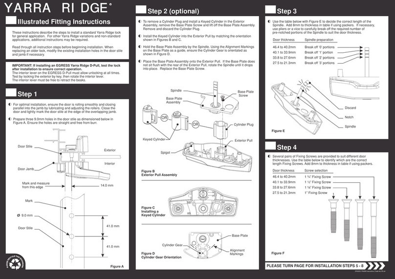 Austral Lock Yarra Ridge User manual