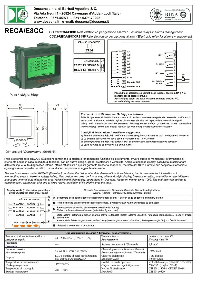 Dossena RECA/E8CC User manual Dossena RECA/E8CC User manual