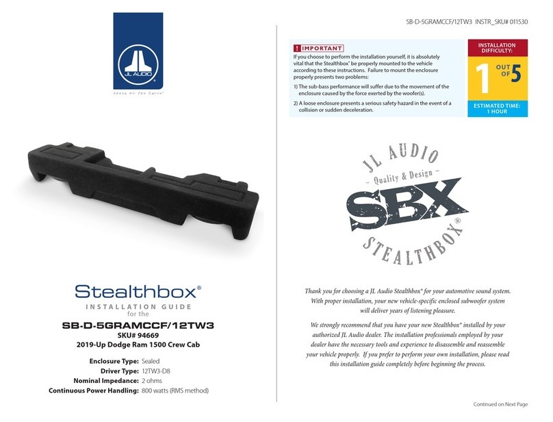 JL Audio Stealthbox SB-D-5GRAMCCF/12TW3 User manual